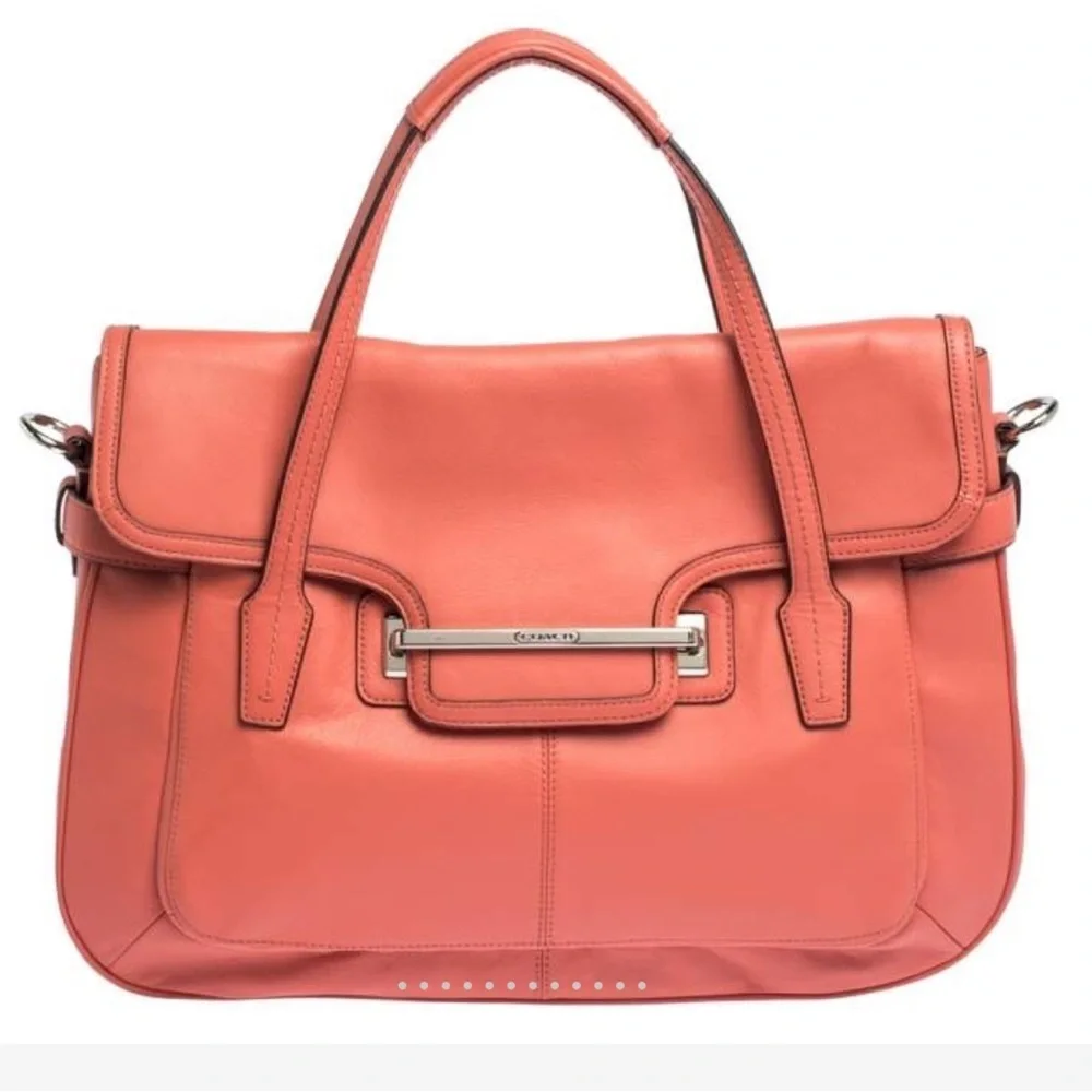 COACH Taylor Marin Satchel Coral Salmon Pink Leather F26781 Crossbody Bag $398 - Picture 15 of 15